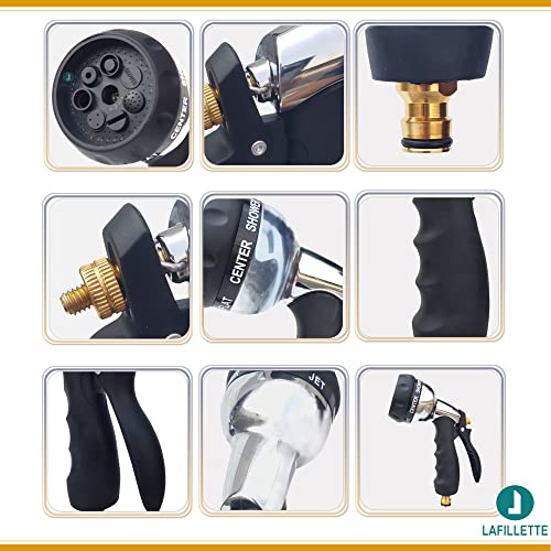 LAFILLETTE Garden Hose Nozzle, Hand Sprayer, Superior Metal Water Spray 7 Adjustable Watering Patterns Best for Lawns,Plants & Shrubs, Cleaning, and Watering Plants And Car Washing Sprinkler Water Gun