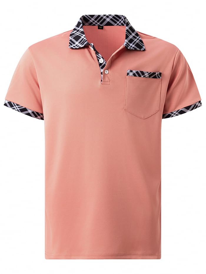 Mens Casual Polo Shirts Short Sleeve Button Golf Slim Fit Shirt with Pocket & Collar Spring Summer Stylish Tops2