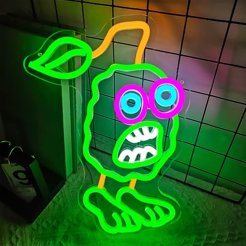 Image of Monsters Neon Signs for Wall Decor Dimmable LED Game Monsters Neon Light Birthday Decorations for Game Fans, Green Monsters Neon Light Signs Suitable for Birthday Gift