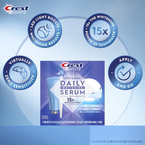 Image of Crest Whitening Emulsions Leave-on Teeth Whitening Gel Kit with LED Accelerator Light, 0.63 Oz (Pack of 3)