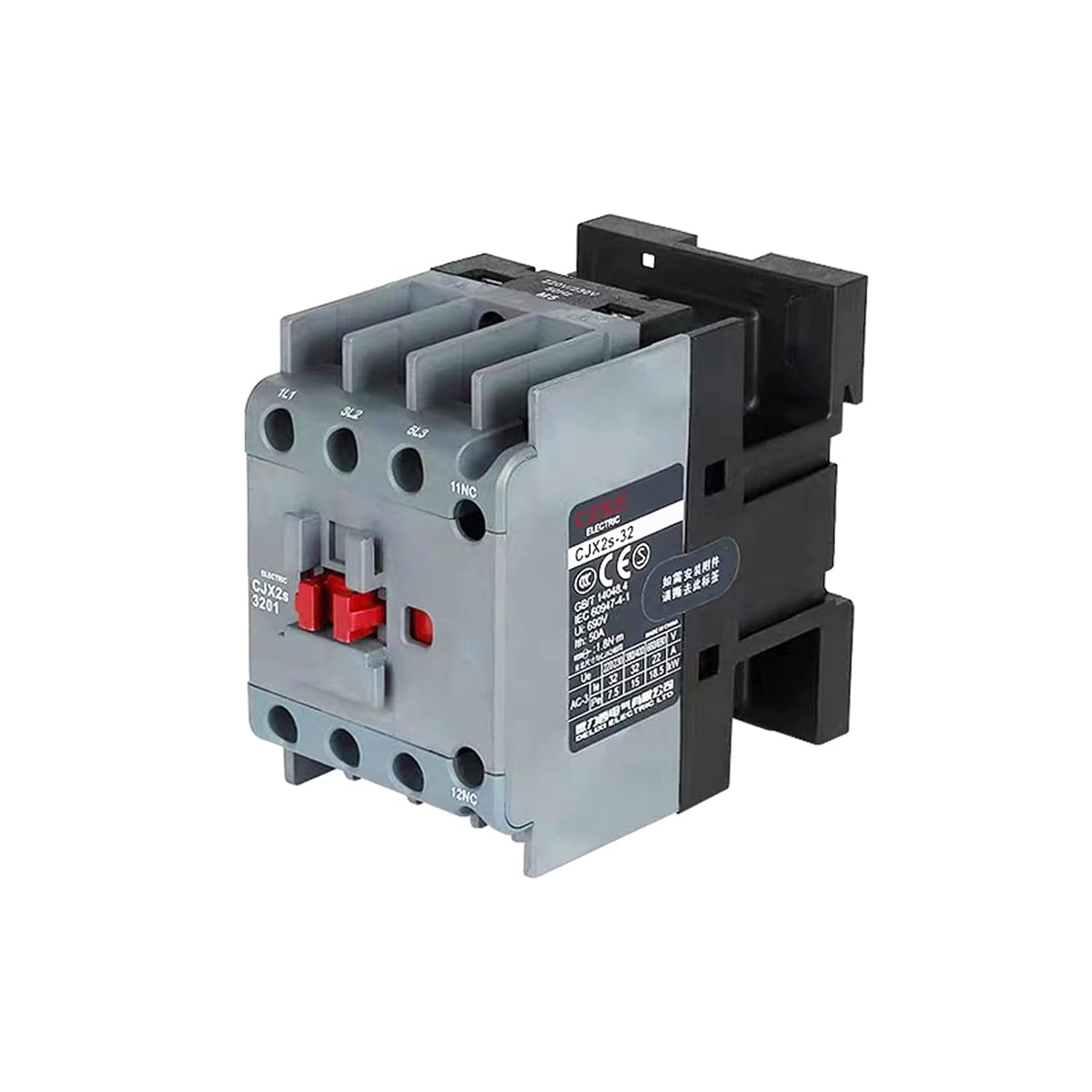 TOPBD CJX2s-3201 AC Contactor 32A 3 Poles NC Normal Closed Coil Voltage 24V 36V 110V 220V 380V 50Hz Din Rail Mounted(AC 110V)