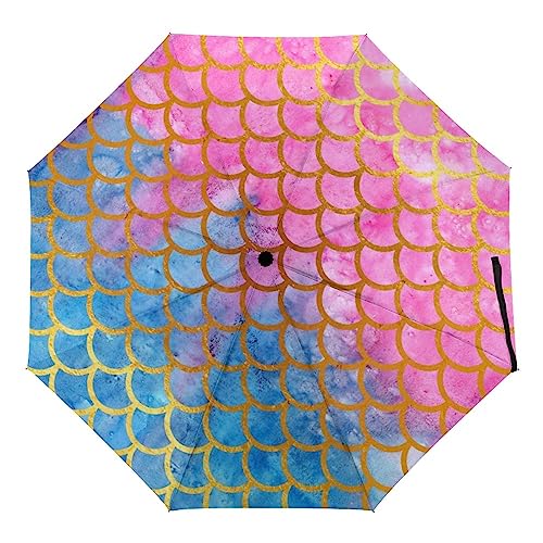 Paraguas Plegable Compacto Cola De Sirena Paraguas De Viaje De Viento Automático Para Hombre Y...