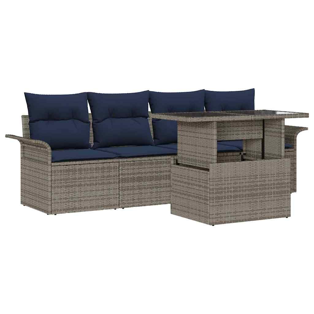 Salon de jardin modulable gris en résine pour apéritifs sur la terrasse