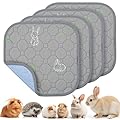 PICK FOR LIFE 4 Packs Guinea Pig Cage Liner Washable Reusable Guinea Pig Pee Pad Mats, Waterproof Fast Absorbent Rabbit Cage Liner Non-Slip Bedding for Small Animal Chinchilla Hamster 30x30 cm