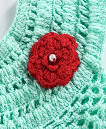 Image of Flower Detailed Sleeveless Dress with Headband & Booties - Sea Green