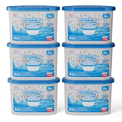 W&E Choice Moisture Absorbers with Ocean Breeze, Portable Dehumidifier for Closet & Bathrooms, Kitchen, Humidity Absorber Odor Eliminator Absorber 6 Pack by W&E Choice - Used condition - US$15.79