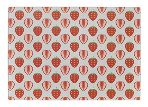 Tala Strawberry Print Design Toughened Glass Work Top Saver, Non-Slip, Multi-Functional, Measuring 30 X 40 X 0.4Mm