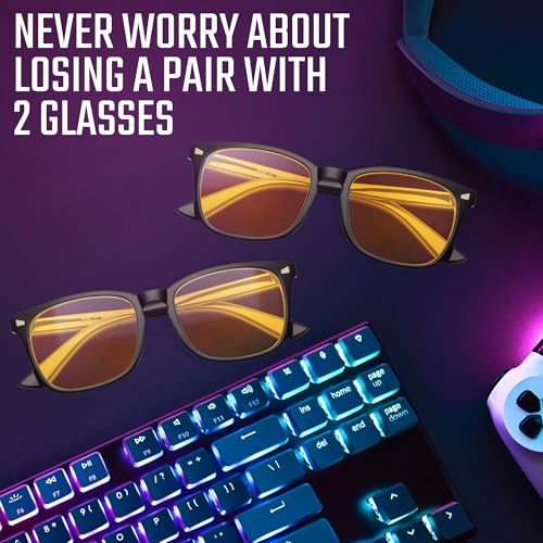 Image of livho 2 Pack Blue Light Blocking Glasses, Computer Reading /Gaming /TV /Phones Glasses for Women Men,Anti Eyestrain & UV Glare