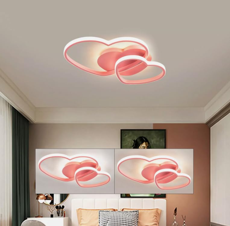 Lampada da soffitto dimmerabile, a forma di cuore, per cameretta dei bambini, camera da letto, per saloni, cucina, studio, 51 x 33 x 8 cm