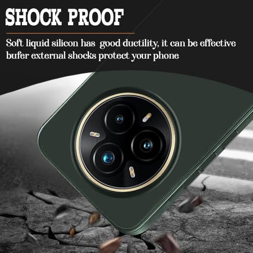 Image of Back Cover for Realme 14 Pro Plus 5G | Full Camera Protection | Premium Liquid Silicon Case | Flexible Bumper Case for Realme 14 Pro Plus 5G (Military Green)