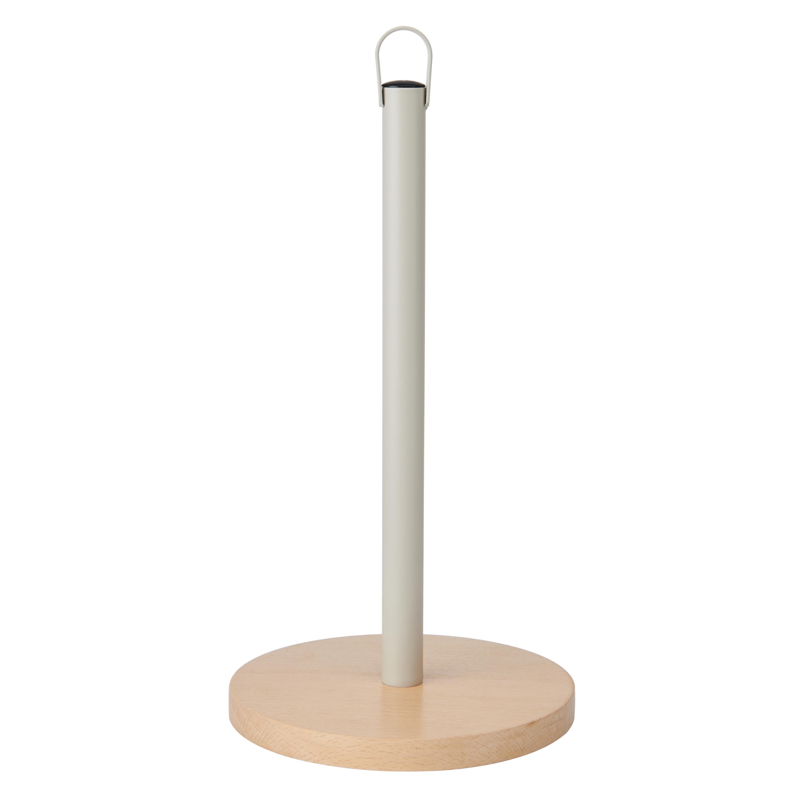 KitchenCraft Idilica Kitchen Roll Holder with FSC Beechwood Base, Round Free-Standing Paper Towel Holder for Kitchen Countertop, Fits Standard Kitchen Rolls, 31.5cm