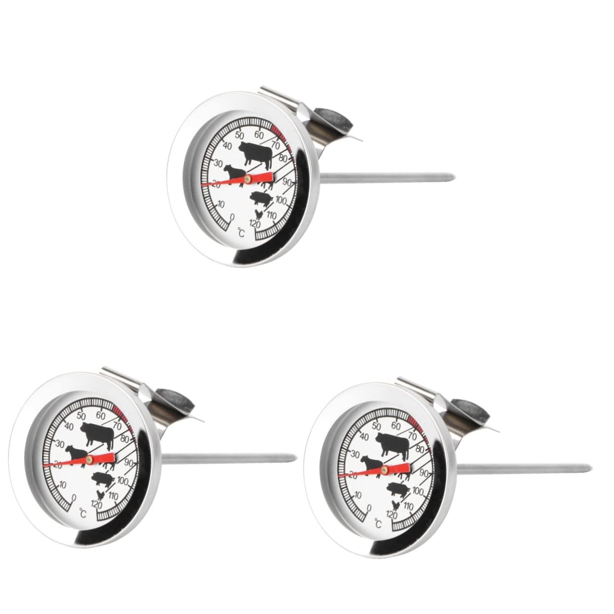 3 Piezas Termómetro Bimetálico Parrilla De Comida Cocina Parrillas Para Asar Carne Termómetro De Carne a La Parrilla Termómetro Para Carne Termómetro Wifi Acero Inoxidable MAGICLULU