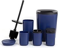 Vista 9 de Juego de 6 accesorios de baño completo, soporte para cepillos de dientes, dispensador de jabón, cubo de basura de basura, jabonera, taza