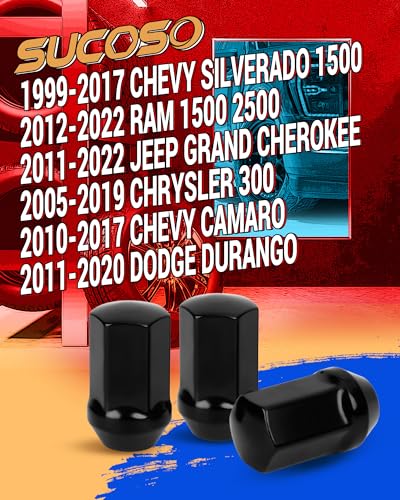 Image of M14x1.5 Lug Nuts Replacement for Chevy Silverado 1500 Sierra 1500 Ram 1500 2500 Tahoe GMC Jeep Grand Cherokee Dodge Buick Cadillac,14x1.5 Black Lug Nuts One-Piece OEM /Stock Style, GM 9596070 611-236