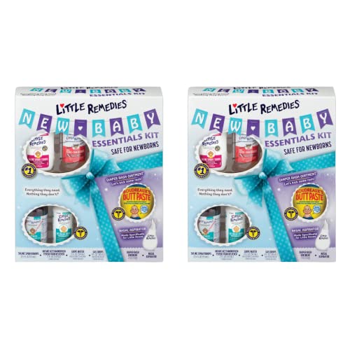 Image of Little Remedies New Baby Essentials Kit, 6 Piece Kit for Baby's Nose and Tummy (Pack of 2)