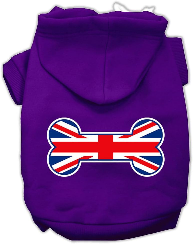 Mirage Pet Products Bone Shaped United Kingdom (Union Jack) Flag Screen Print Pet Hoodies, XX-Large, Purple