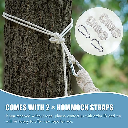 Image of 2 Persons Hammock - Portable Camping Bed for Patio, Backyard, Porch, Outdoor and Indoor Use - Soft Cotton Hammock with Carrying Bag