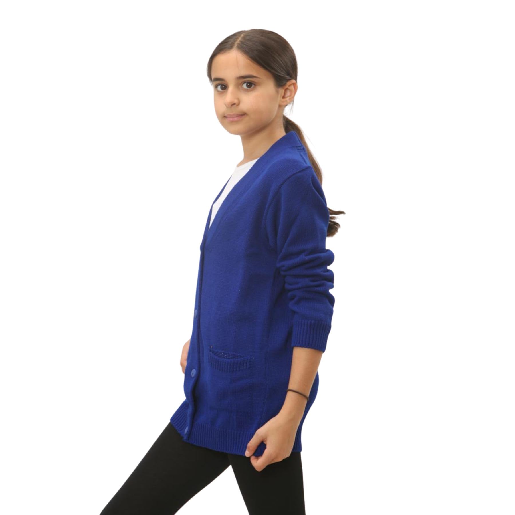 janisramone Cardigan a maniche lunghe per ragazze e ragazzi, maglione a 4 bottoni con scollo a V con due tasche frontali, maglione casual tinta unita, cardigan scolastico per ragazze e ragazzi