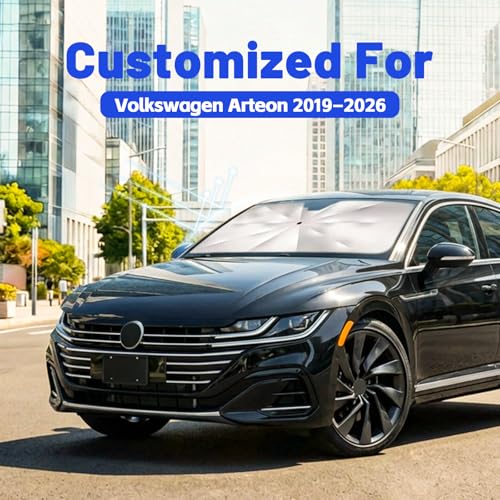 Image of Car Windshield Sun Shade for Volkswagen Arteon 2019-2026 - Reflective Coated Fabric Sunshade Umbrella for Front Window, UV Protection Heat Shield Sun Blocker Heat Reflector, 1:1 Exact Fit