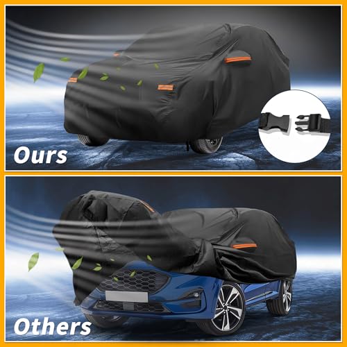 Image of All-Weather Waterproof Car Cover - UV-Resistant Outdoor Full Exterior Protection for Ford Puma 2019-2025 Aluminum Film Black with Right Side Zipper
