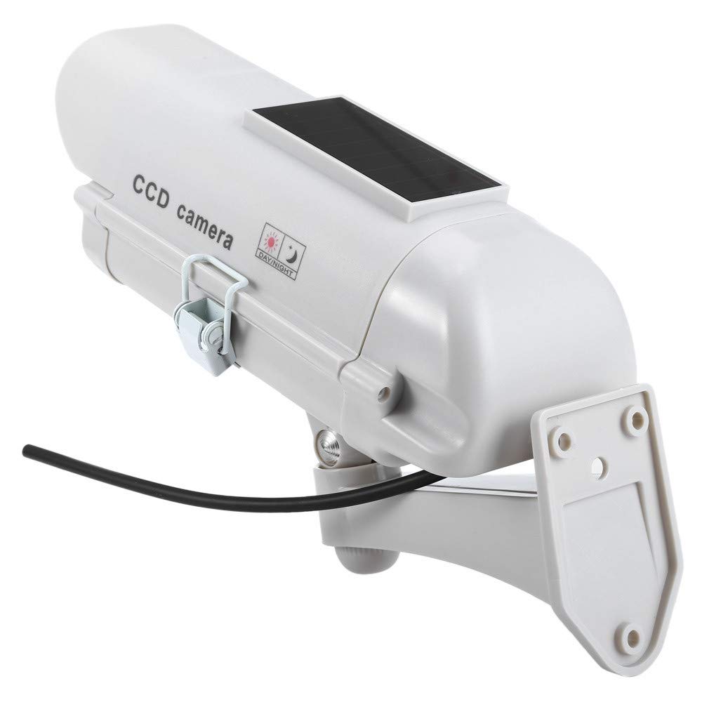 O&W Security 2 Grandes cámaras solares ficticias con Lentes y Leds Intermitentes para Uso en Interiores y Exteriores, a Prueba de Agua.