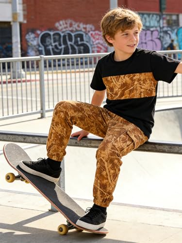 Image of 5-12 Years Boys Clothing Set Camo Hoodie & Cargo Pants Outfits Set 2025 Fashion Clothing