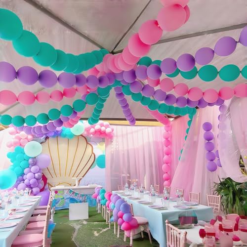Image of Purple Quick Linking Balloons, 100PCS 6 Inch Purple Link Balloons for Making Balloon Wall Heart Arch, Tails Balloon for Birthday Wedding Baby Shower Carnival Kpop Mermaid Princess Party Decorations