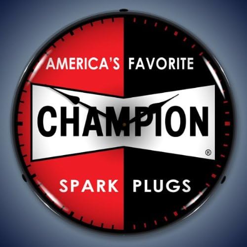 New Champion Spark Plug Vintage Style Advertising LED Lighted Retro Clock - Ships Free Next Business Day to Lower 48 States