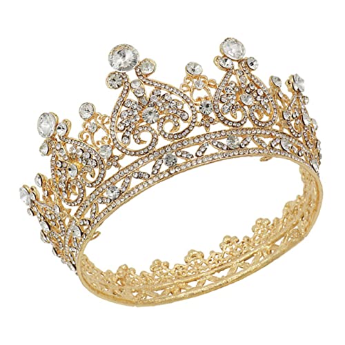 Couronne baroque ronde BESTYASH en alliage et strass pour coiffure de mariage