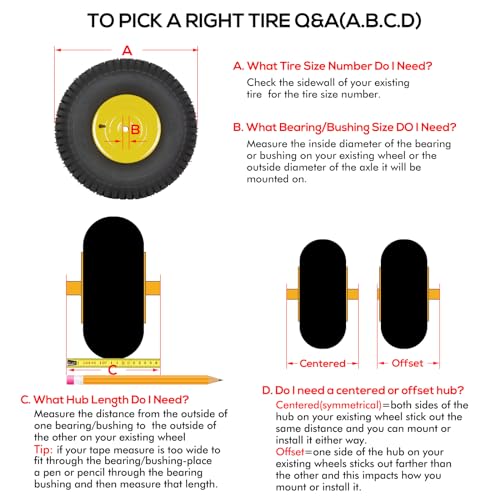 image for WEIZE 20x8.00-8 Tubeless Rear Tire with Wheel Assemblies, 3.5