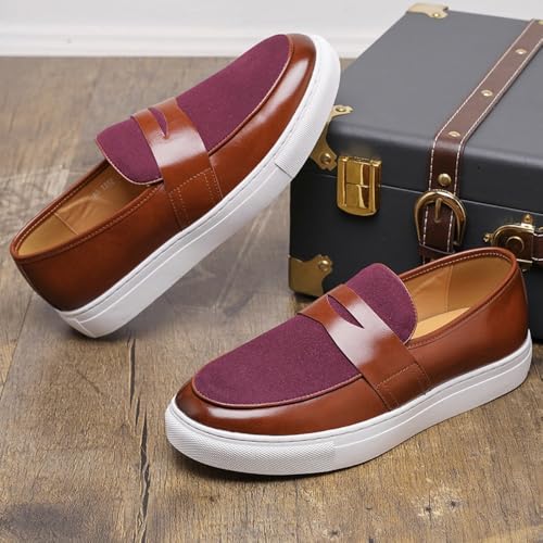 Men's Suede & Patent Leather Loafers - Lightweight Casual Sneakers with Sport Rubber Sole for Business, Office & Travel4