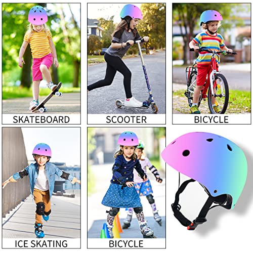 Jeefree Color Gradient Adjustable Helmet For Toddler Kids Youth Boys Girls.skateboard Bike Helmet For Multi-Sports Bicycle Scooter Inline Roller Skate Rollerblading Cycling #TOP2