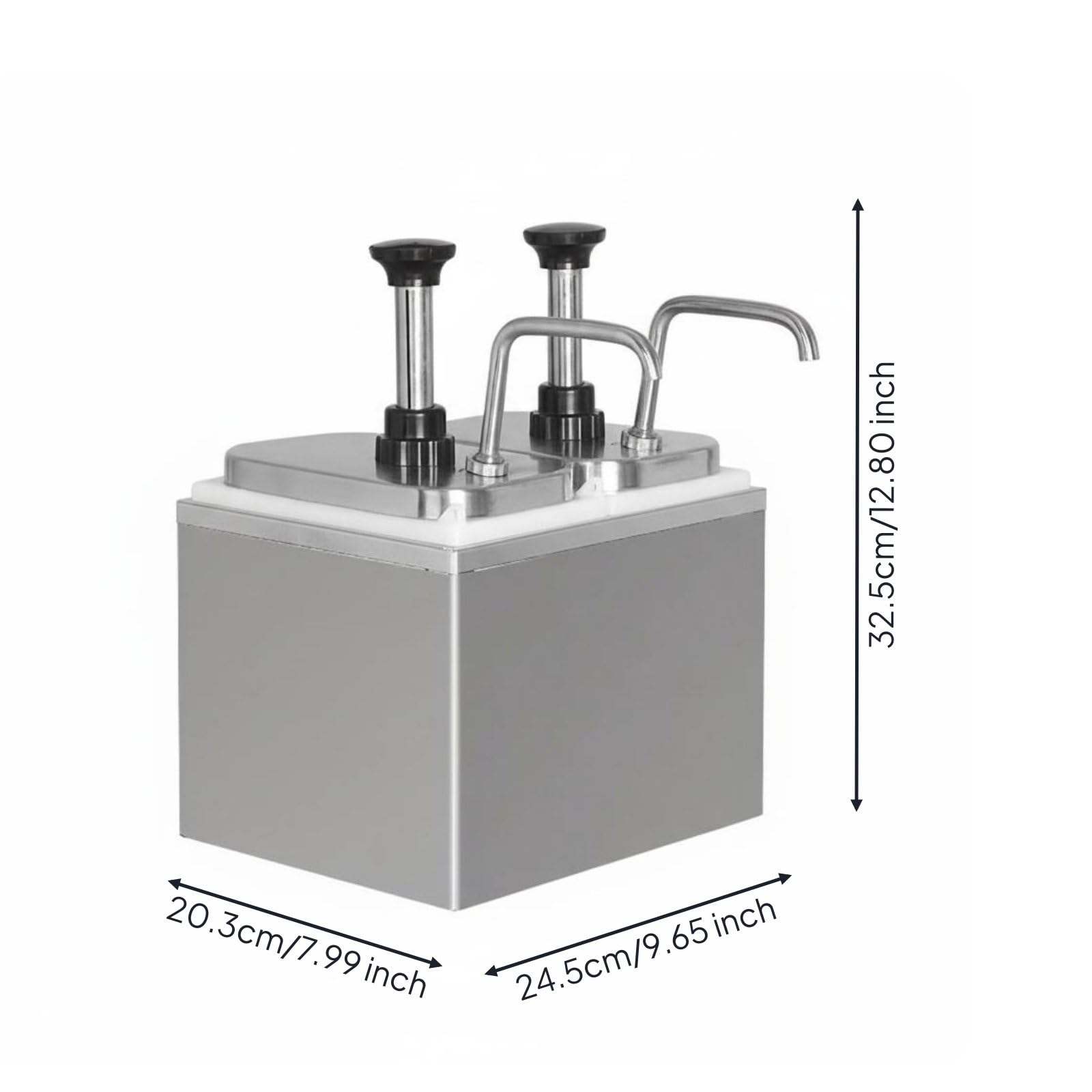 Pompa Dosatrice 10cc Facile da Premere Attrezzatura Ristorazione Plastica Resistente per Negozi di Tè Al Latte, Pompa Per Salsa In Acciaio Inossidabile A Doppia Testa Da 2L Con Scatola