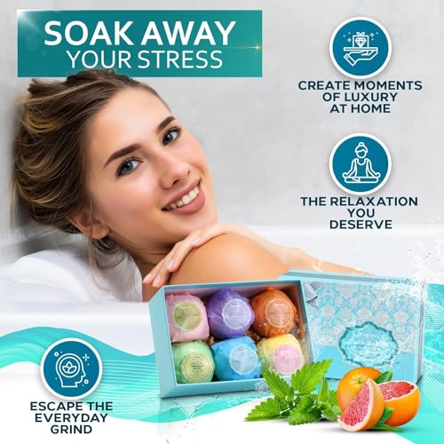 Bath Bombs Gift Set - 6 XXL Bubble Bath Fizzies (4.1 oz Each) with Natural Dead Sea Salt Cocoa and Shea Essential Oils - Best Gift Idea for Birthday, Mom, Woman, Girl, Him, Kids - Image 3