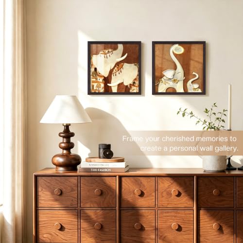 Image of Picrit 12x12 Picture Frame 3 Pack, Wall Mount Display, Walnut Wood Grain