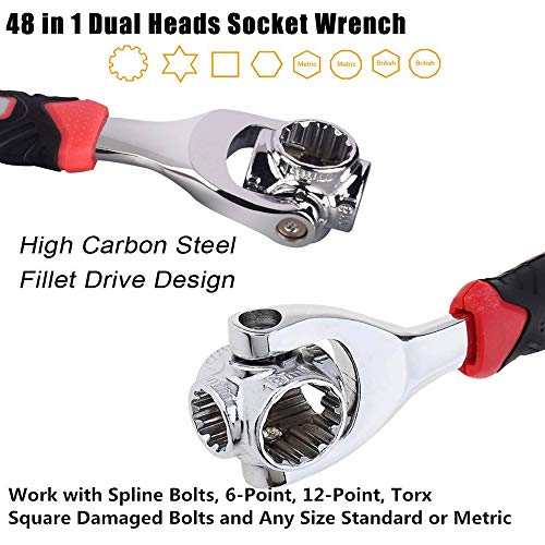 iPstyle Universal Wrench 52 in 1 Socket Wrench Tool with Multifunction 360 Degree Rotating Head, Spanner Tool for Home and Car Repair - Image 3