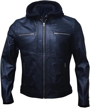 Adults New Pure Leather with Wram Material Specially Designed Branded for Bikers Racing Hooded Jacket