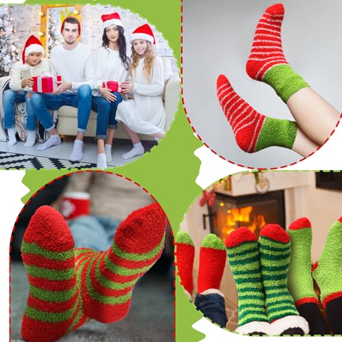 Image of Hoolerry 30 Pairs Christmas Fuzzy Socks in Bulk for Women Adult Men Gifts Fluffy Holiday Winter Socks Unisex Warm Crew Gifts