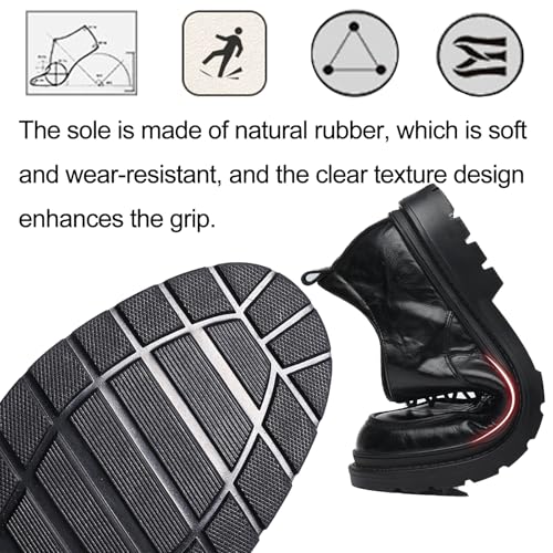 Men's Leather Platform Derby Shoes Classic Round Toe Lace Up Comfort Non Slip Business Oxford Shoes for Work Evening Dress Shoes4