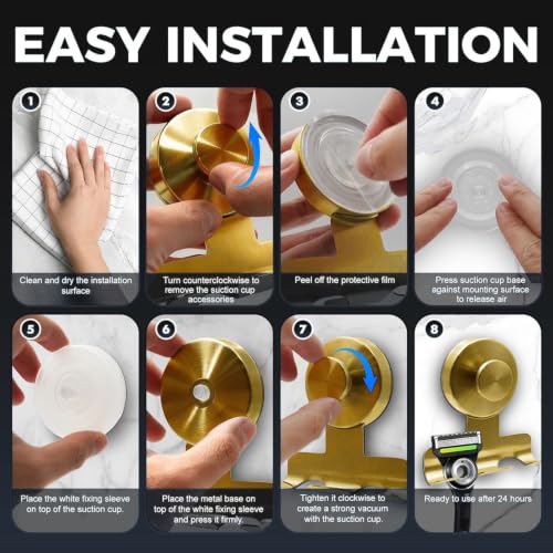 Image of 2026 New Drill-Free Stainless Steel Suction Cup Razor Holder for Shower | Multi-Use | Suction Cup Hooks Razor Holder for Shower, Mirror, Wall, Bathroom, Glass, Hanging Towels - 4 Pack
