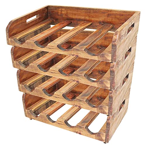 Soporte para botellas de vino de madera maciza para 16 botellas miniatura 1
