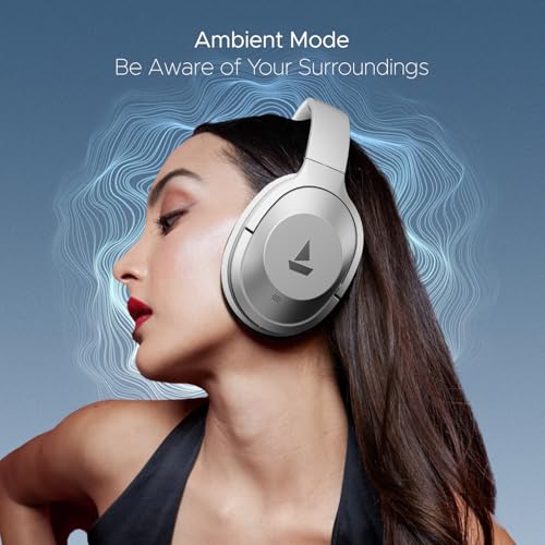 Image of Boat Nirvana 751 ANC, 65Hrs Battery, Hybrid Active Noise Cancellation(~33dB), Fast Charge, Ambient Mode, Carry Pouch, Bluetooth Over Ear Headphones, Wireless Headphone with Mic (Sterling Silver)
