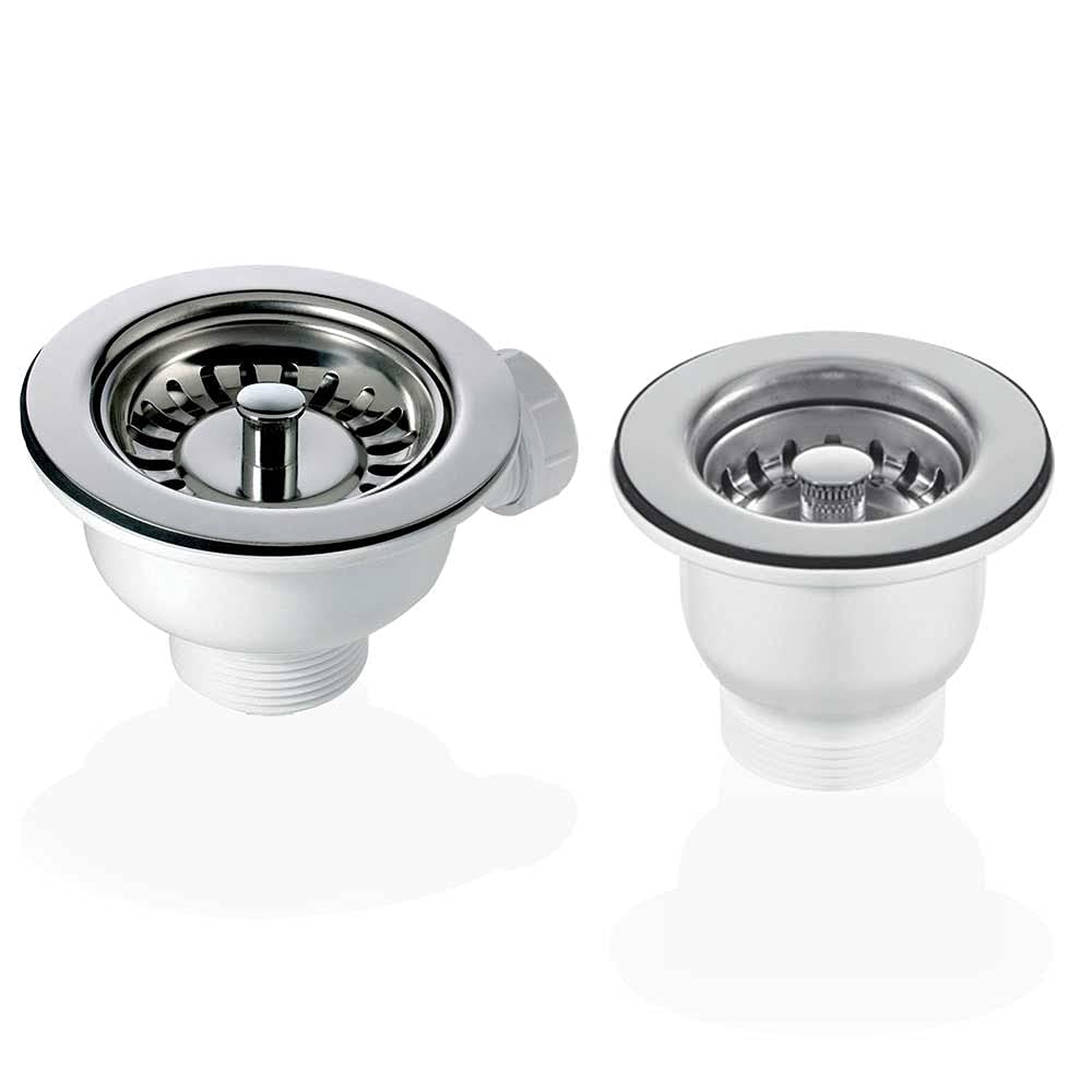 Astini Chrome 90 & 65Mm Basket Strainer Waste For Rak, Rangemaster Ceramic Sink