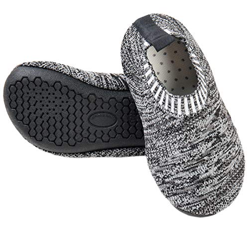 Ruiuzi Zapatillas de Estar por Casa para Niños Chicos Antideslizantes Calcetines Zapatos de Deporte con Suela de Goma (28.5/29 EU,Gris)
