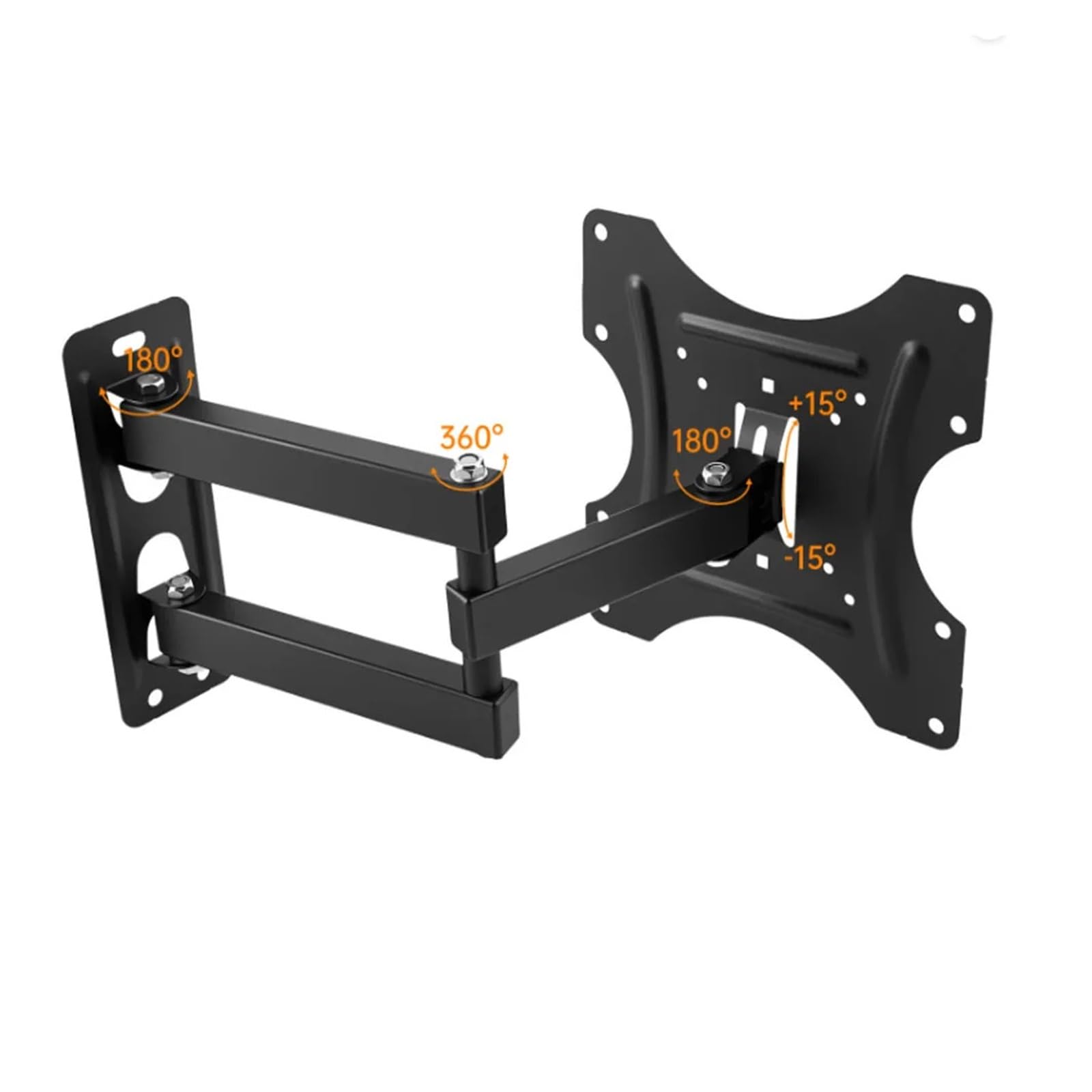 Staffa di montaggio a parete per TV a schermo piatto, inclinabile di 15 gradi con fader, compatibile con monitor LCD LED da 14 a 42 pollici, 18 kg