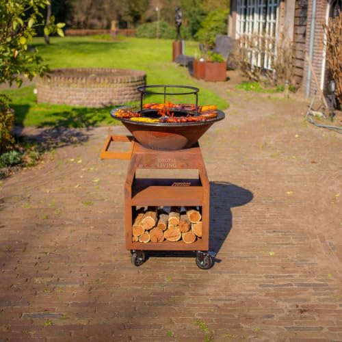 BBQ Plancha Grill Maestro 70cm Cortenstahl Grillring Feuerring Feuerschale mit Feuerplatte komplett Grilltonne Feuerkorb Platte Feuerstelle Feuerschalen Plancha barbecue