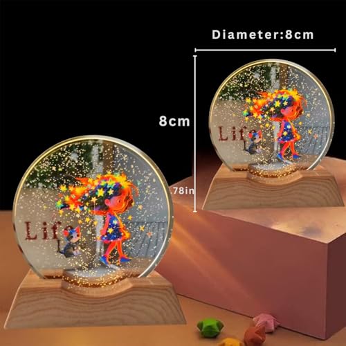 Image of One94Store 3D Acrylic LED Night Light - Warm White & Dream Girl Design with Durable Plastic Base, Decorative Table Lamp for Bedroom, Living Room, Kids Room, Study & Home Decor Gifting