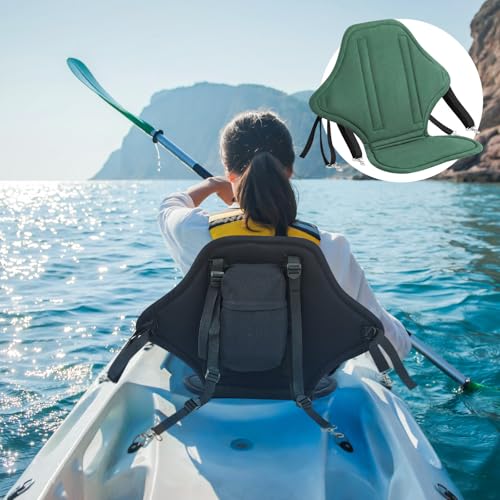 Image of Lewtemi 2 /4 Pack Padded Kayak Seat Fishing Boat Seat with Storage Bag 8 Fixed D Rings Screws Detachable Paddle Board Canoe Chair with Adjustable Back Strap for Summer Canoe Universal Sit