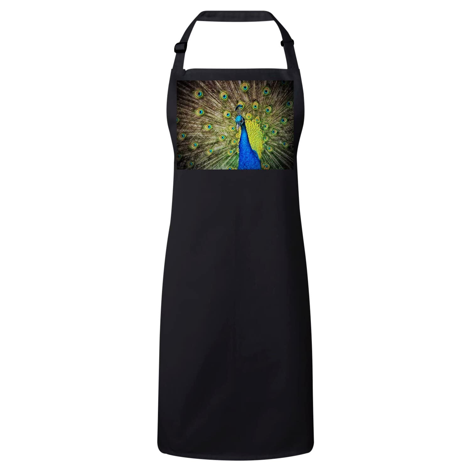 Tablier cuisine noir sublime paon oiseau bleu imperméable ajustable - 4