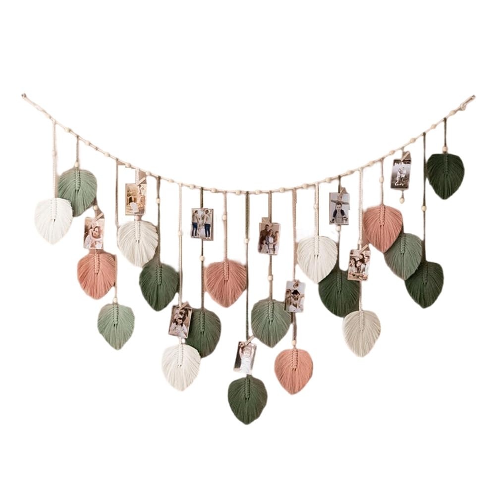 CTRLZS Macrame Wall Hanging Decor 29.5 X 47.3inch, Chic Boho Leaf Tassel Garland Tapestries for Bedroom Living Room Decor